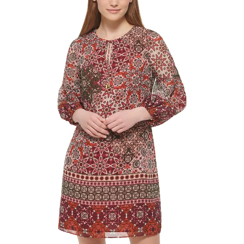 Vince Camuto Womens Petites Printed Mini Shift Dress
