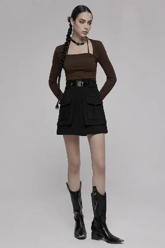 Women's Collect Waist A Line Black Half Personality Casual Women Mini Functional Buckle Decoration Skirt Women's Collect Waist A Line Black Half Personality Casual Women Mini Functional Buckle Decoration Skirt