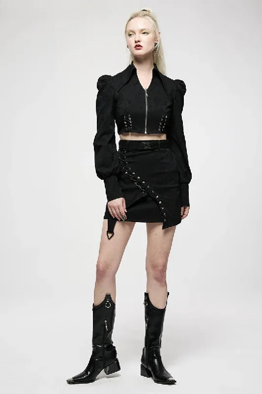 Women's College Style Black High Waist Asymmetrical Daily Rivet Decoration Spring Summer Mini Skirt Women's College Style Black High Waist Asymmetrical Daily Rivet Decoration Spring Summer Mini Skirt