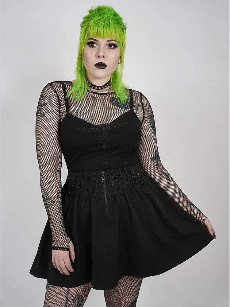 Women's Gothic Metal Ghost Pendant Thorn Desire Decal Daily Casual High Waist Club Mini Skirt Women's Gothic Metal Ghost Pendant Thorn Desire Decal Daily Casual High Waist Club Mini Skirt