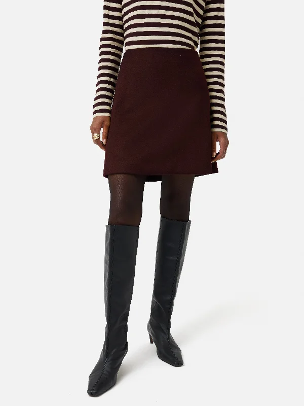 Wool Mini Skirt | Oxblood