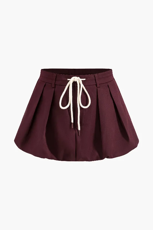 Drawstring Mini Skirt